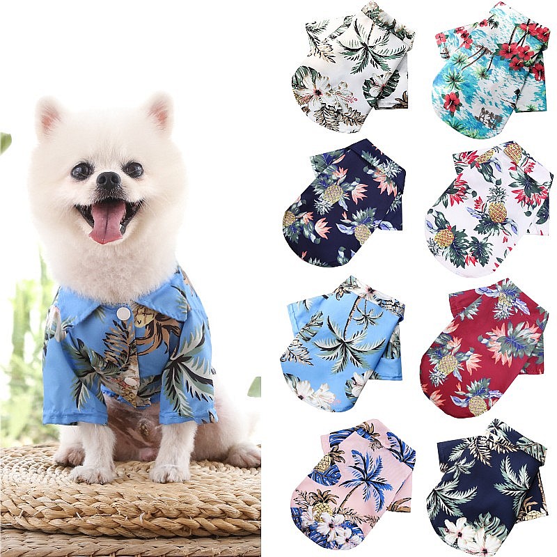 Summer Dog Clothing - 하와이안 비치 스타일 강아지 옷 강아지
