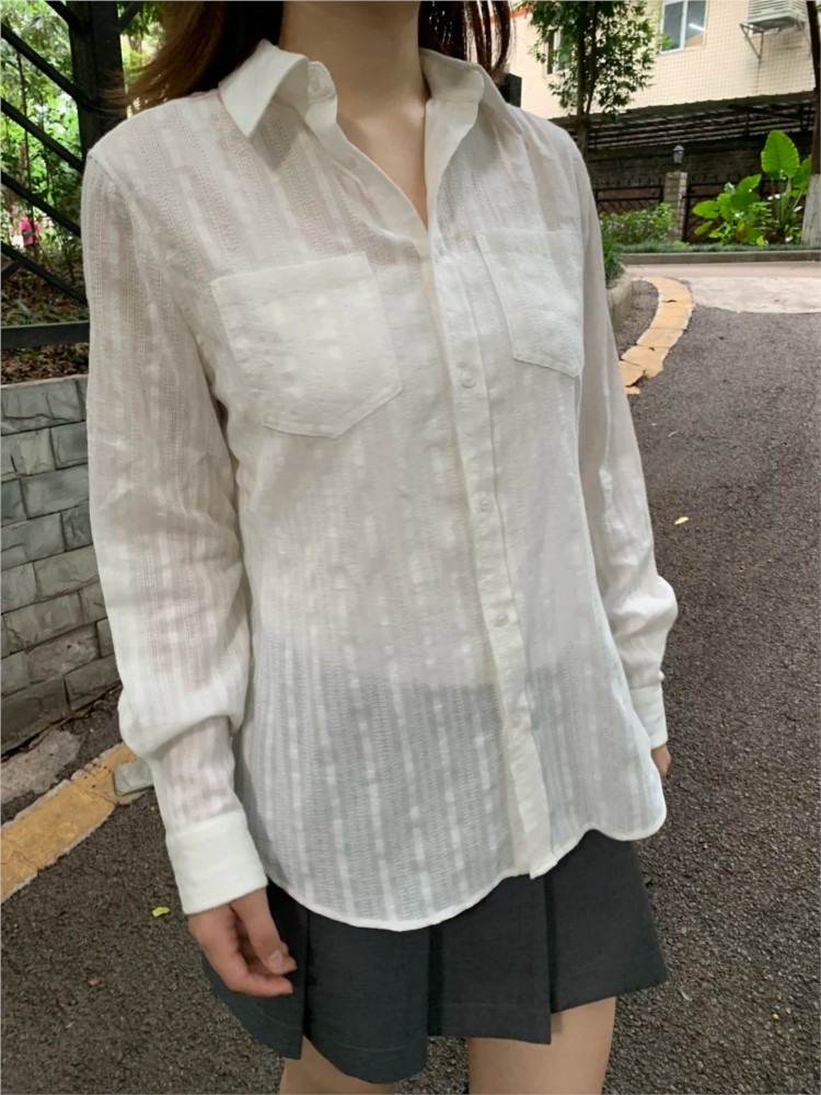 Crop Blouse Linen - 화이트 리넨 코튼 칼라 블라우스 티셔츠