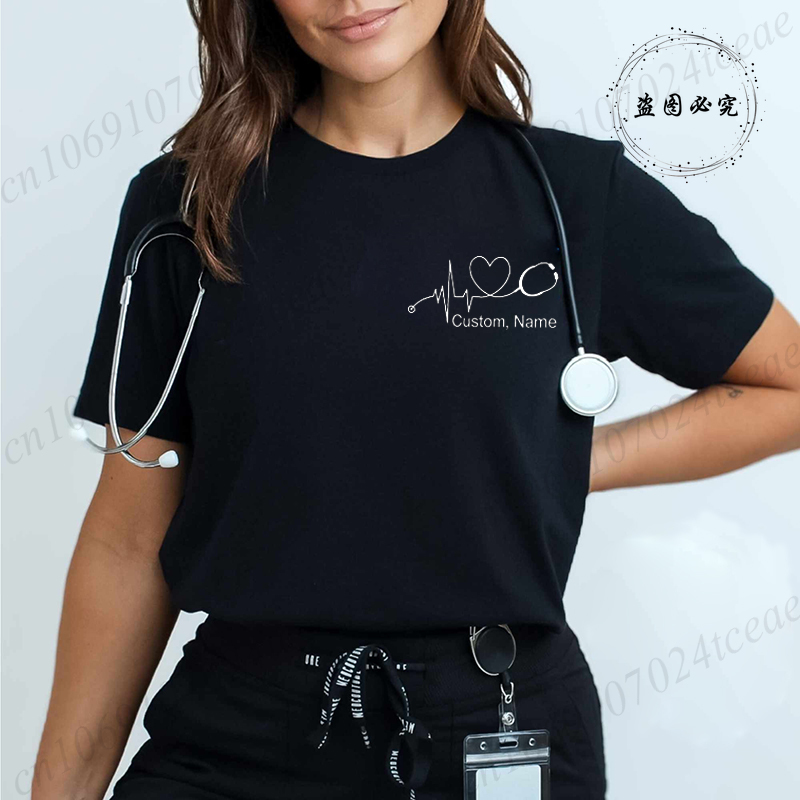 Summer Clothing Names - 사용자 정의 이름 간호사 셔츠 청진기