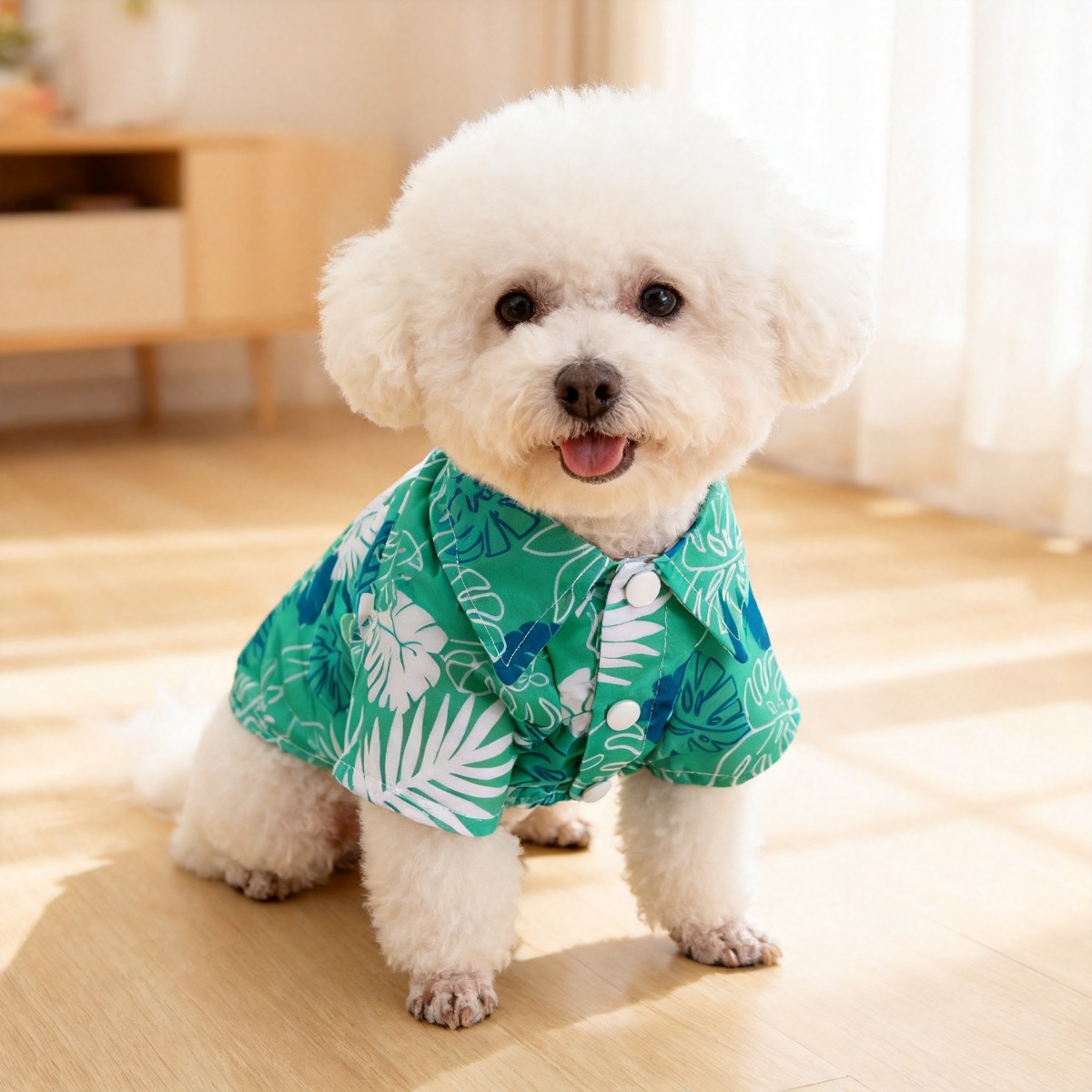 Summer Dog Clothing - 고양이 꽃무늬 셔츠, 가볍고 봄여름에 입기