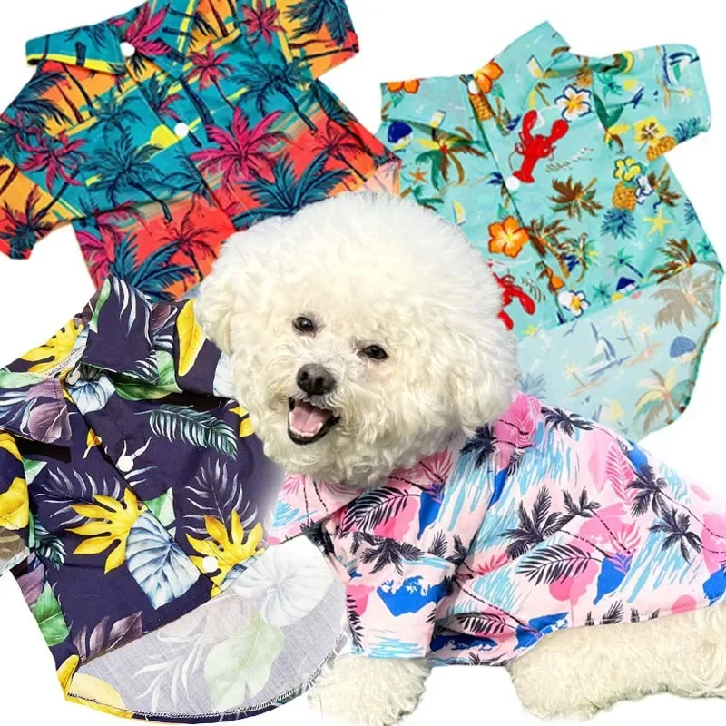 Summer Dog Clothing - 하와이안 셔츠 애완동물 해변 의류 (강아지와