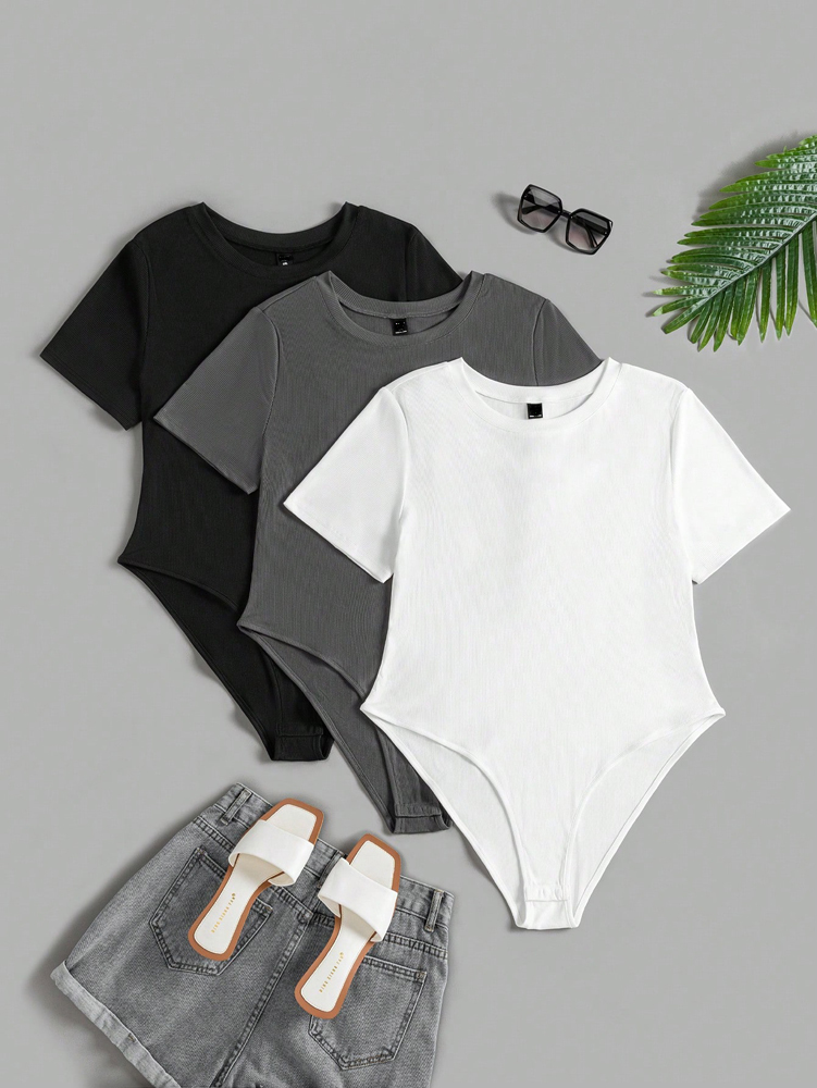 플러스 사이즈 여성용 라운드 넥 반팔 점프 슈트 (3  - Romper Playsuit Women 리뷰 및 가격