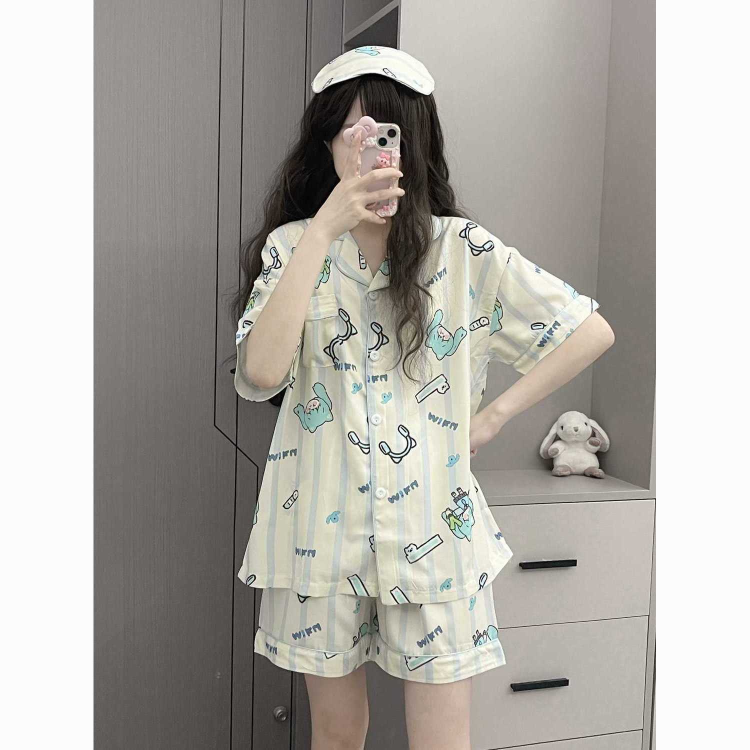 만화 일본식 하츠네 미쿠 여성 여름 잠옷 세트 프린트  - Summer Clothing Gifts 리뷰 및 가격