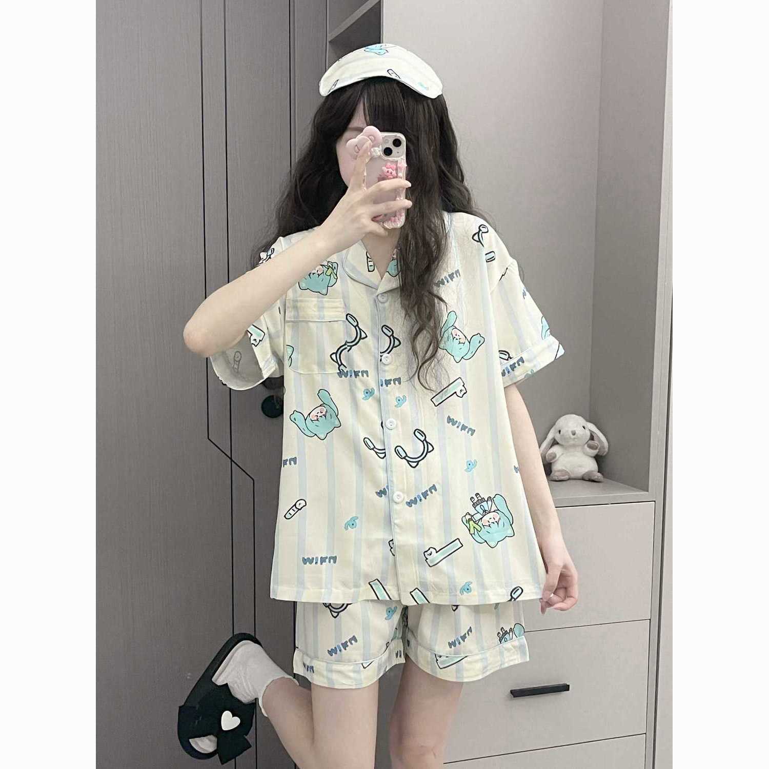 만화 일본식 하츠네 미쿠 여성 여름 잠옷 세트 프린트  - Summer Clothing Gifts 리뷰 및 가격