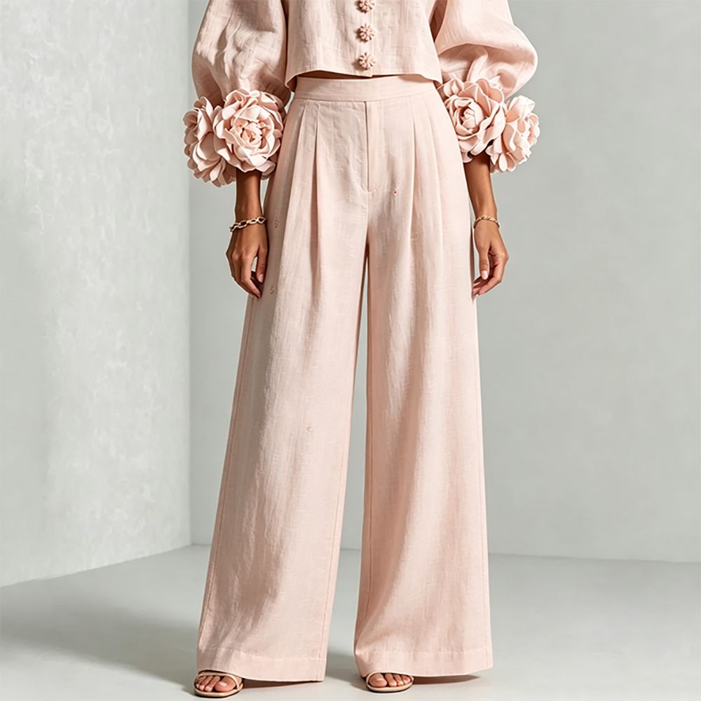 여성 린넨 크롭탑 투피스 세트 O넥 퍼프 롱 슬리브 3 - Crop Blouse Linen 리뷰 및 가격