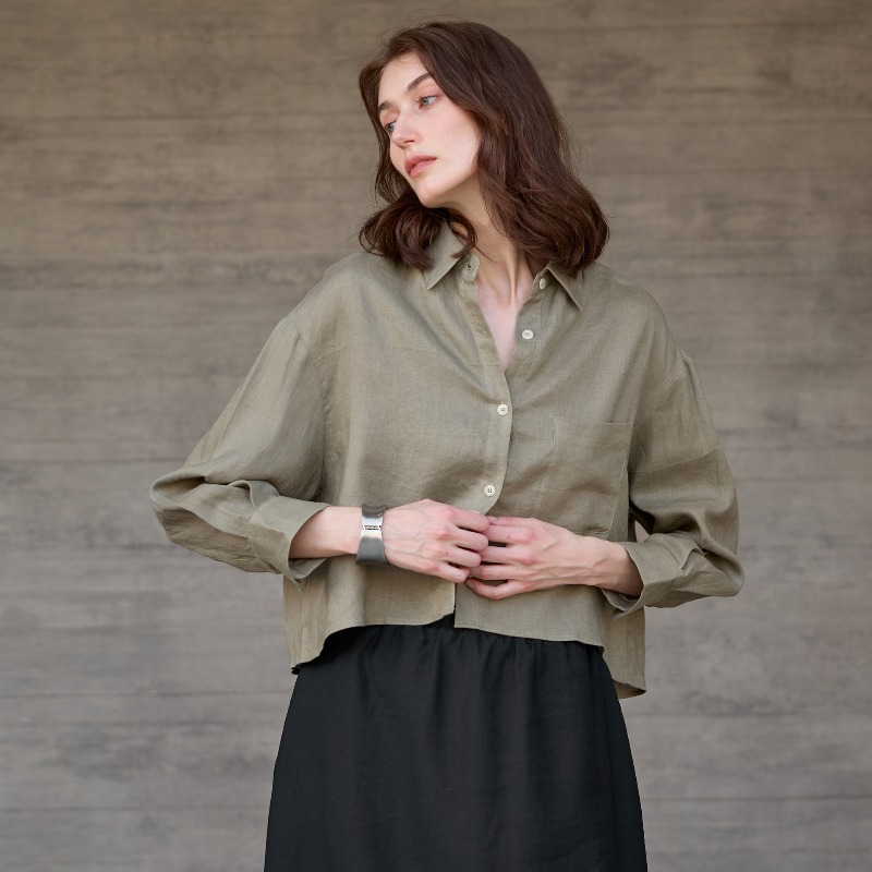 화이트 셔츠 여성용 100% 린넨 긴팔 크롭 가디건 블 - Crop Blouse Linen 리뷰 및 가격