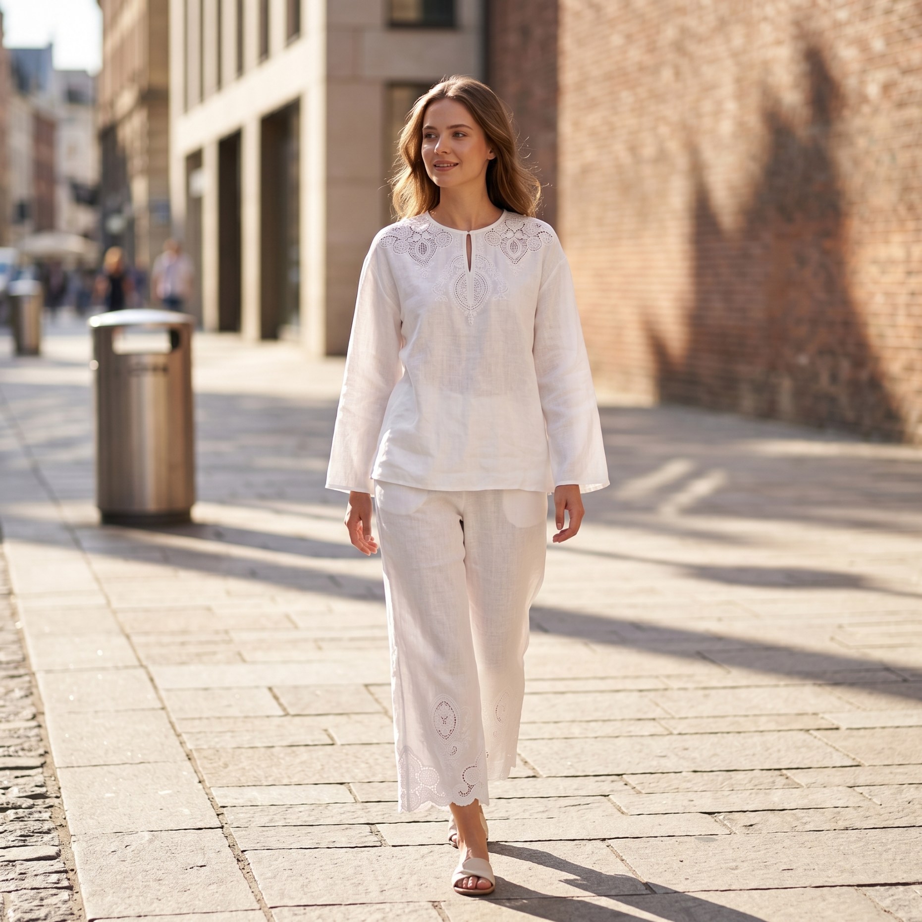 럭셔리 린넨 블렌드 투피스 세트 여성 긴팔 블라우스 & - Crop Blouse Linen 리뷰 및 가격