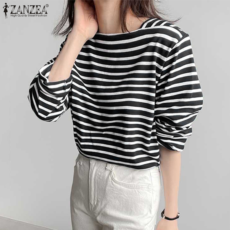 ZANZEA 여성 캐주얼 스트라이프 블라우스 봄 긴팔  - Summer Clothing Wear 리뷰 및 가격