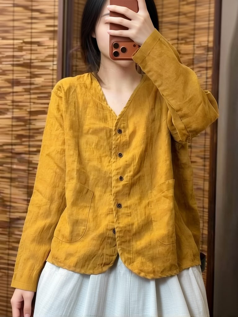 에스테틱 에스닉 코튼 린넨 셔츠 여성 루즈핏 캐주얼 긴 - Crop Blouse Linen 리뷰 및 가격